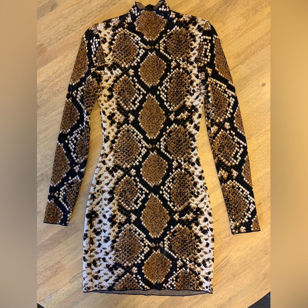 Bodycon Zara Knit Snake Skin long sleeve dress